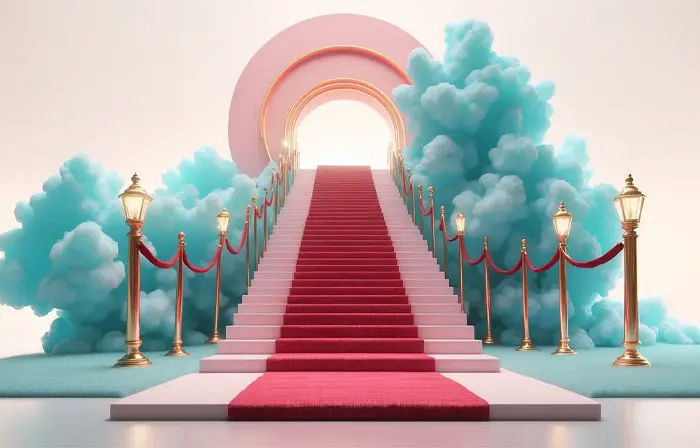 Red Carpet Event Backdrop in Realistic Style 3D Illustration image